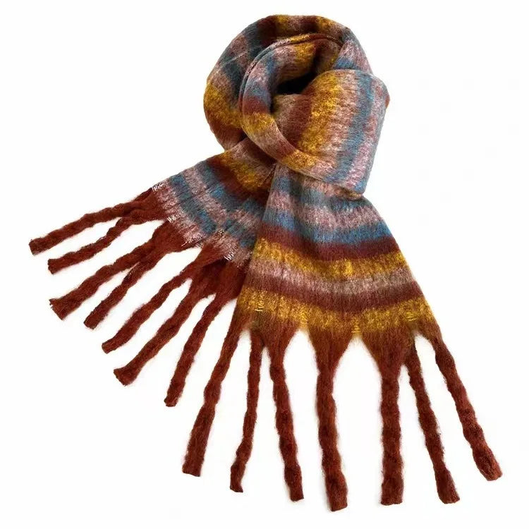 Wholesale New Winter Korean Version Plaid Scarf Thick Neck Warm Everything Senior Sense Long Plain Length Rainbow Colors