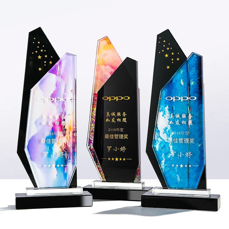 Customized Full Color Printing Optical Crystal Glass Trophy MH-NJ0224