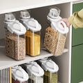 Airtight Plastic Food Storage Containers with Lids Measure Cup for Flour Grain Rice Baking Pantry Bulk Storage Kitchen Organizer