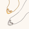 Dingran Waterproof Snake Chain Gold Plated Necklace Stainless Steel Hollow Heart Pendant Necklace for Couple