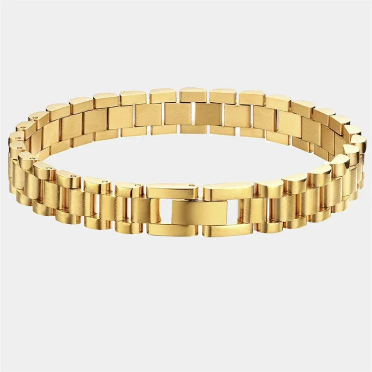 SP 18K Vacuum Plating 10MM Width Smart Watch Brand Bracelet Titanium Steel Chain Bracelet