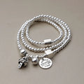 Solid 925 Sterling Silver Beads Multi Layers Custom Brand Engraved Disc Cat Charm Bracelet for Women