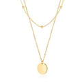 Wholesale 18K Gold Plated Mirror Polished Stainless Steel Link Engravable Initial Disc Pendant Layered Necklace for Women Trendy