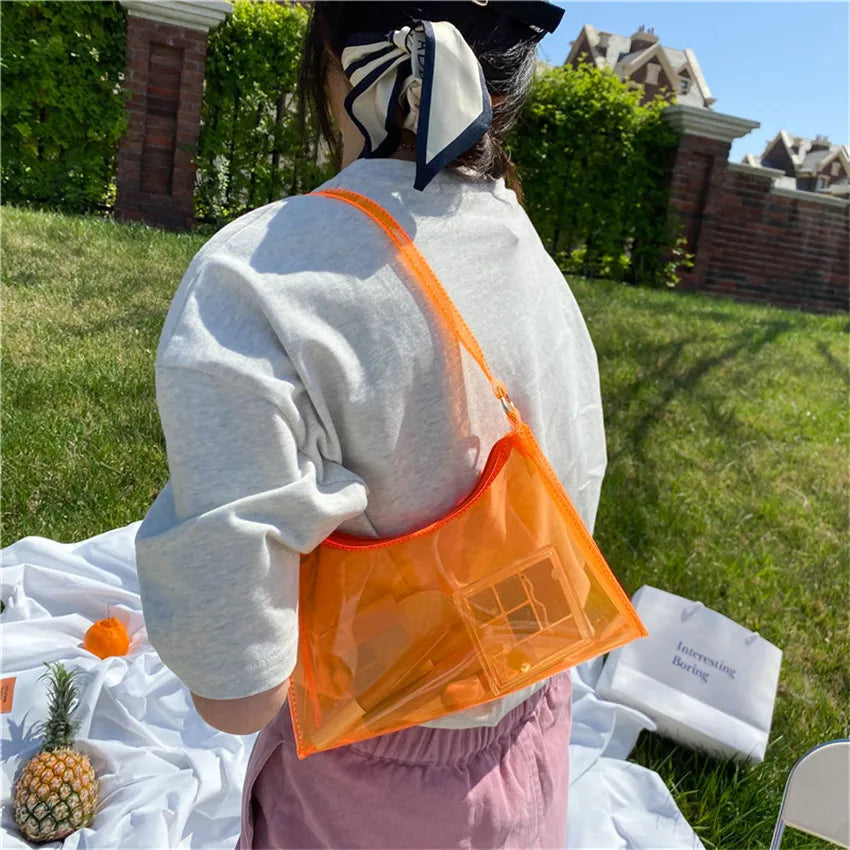 K1346 Transparent Cheap Women's Handbags 6 Colors PVC Casual Shoulder Armpit Tote Bags Women Handbags