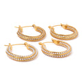 Hot Selling U Shape Stainless Steel Hoop Earrings Waterproof Gold Plated Big Huggie Earrings for Women Popular Pearls Earrings