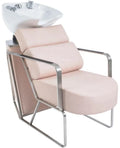 Modern Beauty Salon Equipment Hair Backwash Unit Ceramic Sink pink and Gold Salon Shampoo Chair for Warehouse Use