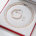 [2026 Promo] S925 Sterling Silver Freshwater Pearl Jewelry Set Elegant Necklace & Earrings Set for Women Anniversary Gift