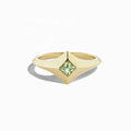 LOZRUNVE 925 Sterling Silver Simple Luky Princess Cut Square CZ Zircon Signet Ring for Women