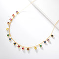 Fulsun Women Rainbow Zirconia 925 Sterling Silver 14K Gold Plated Adjustable Chain Charm Fashion Chokers Necklaces