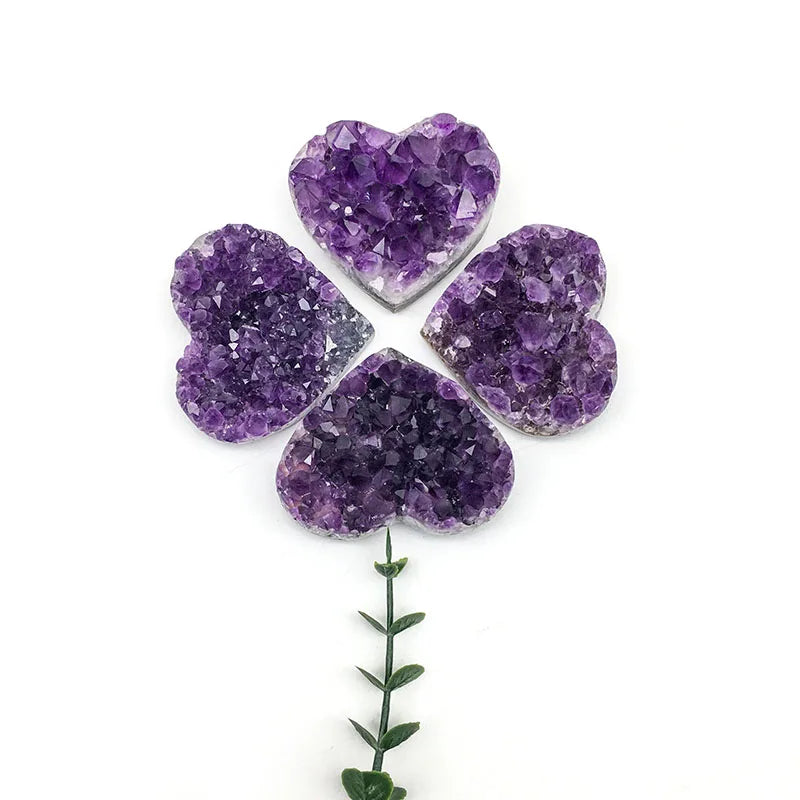 High Quality Natural Amethyst Cluster Hearts High Quality Healing Crystal New Arrival  Raw Stone Heart for Decoration and Gifts