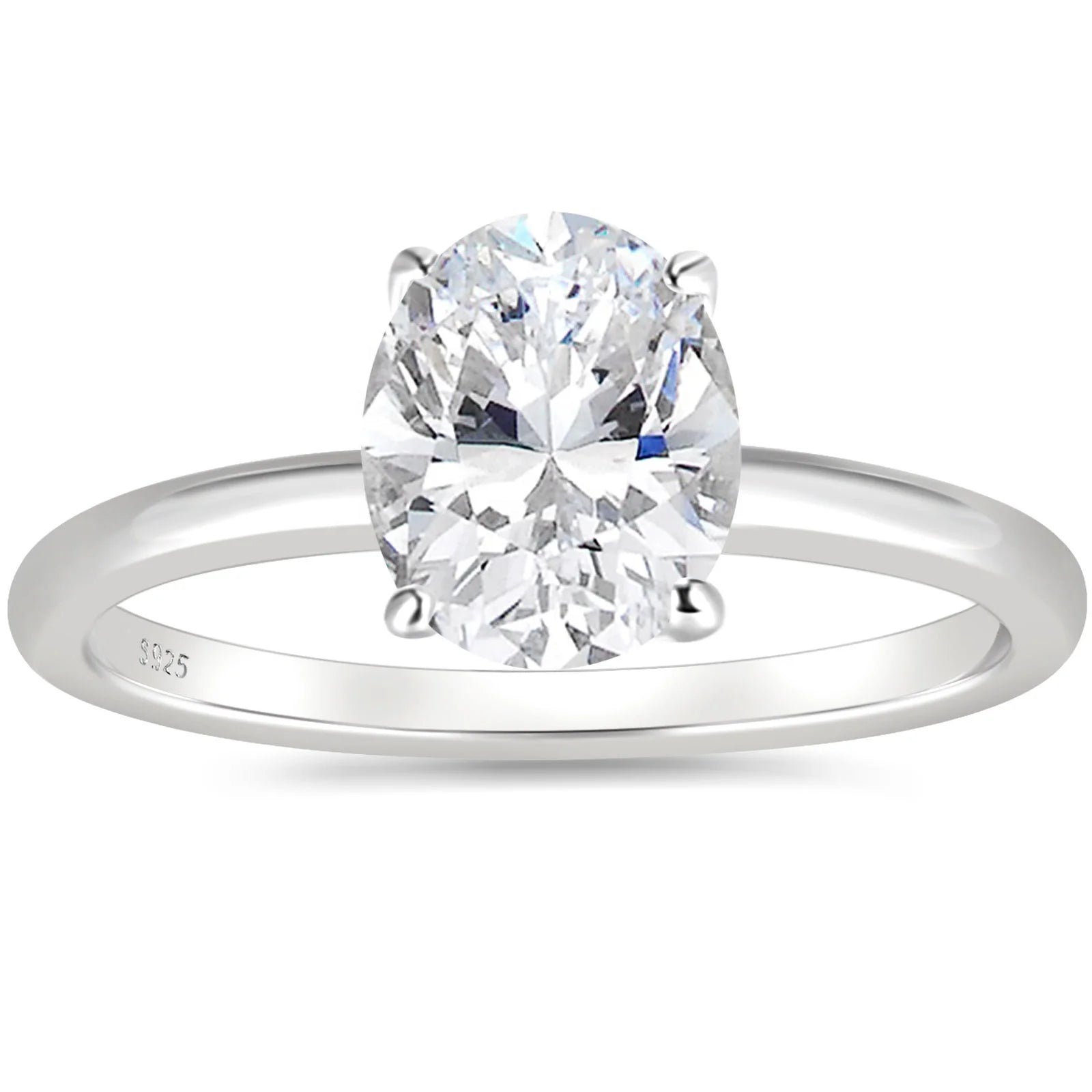 OAHLAN 925 Sterling Silver Rings 3ct Oval Cut Zirconia Diamond Solitaire Ring for Women Engagement Gift Wedding Band
