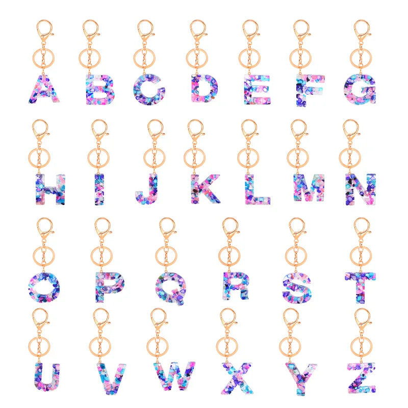26 English Acrylic Plastic Letter Keychain Alphabet Keychain for Mothers Day Gift-DIY Fashion Trend