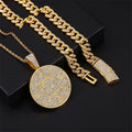 Hot Sale Hiphop Iced Fashion Alloy Crystal Jewelry Number 7 Octopus Star Shape Pendant With Chain Necklace Set