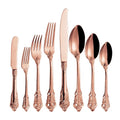 Royal Vintage 304 Flatware Embossment Rose Gold Knife Fork Spoon Silverware Stainless Steel Luxury Cutlery Set