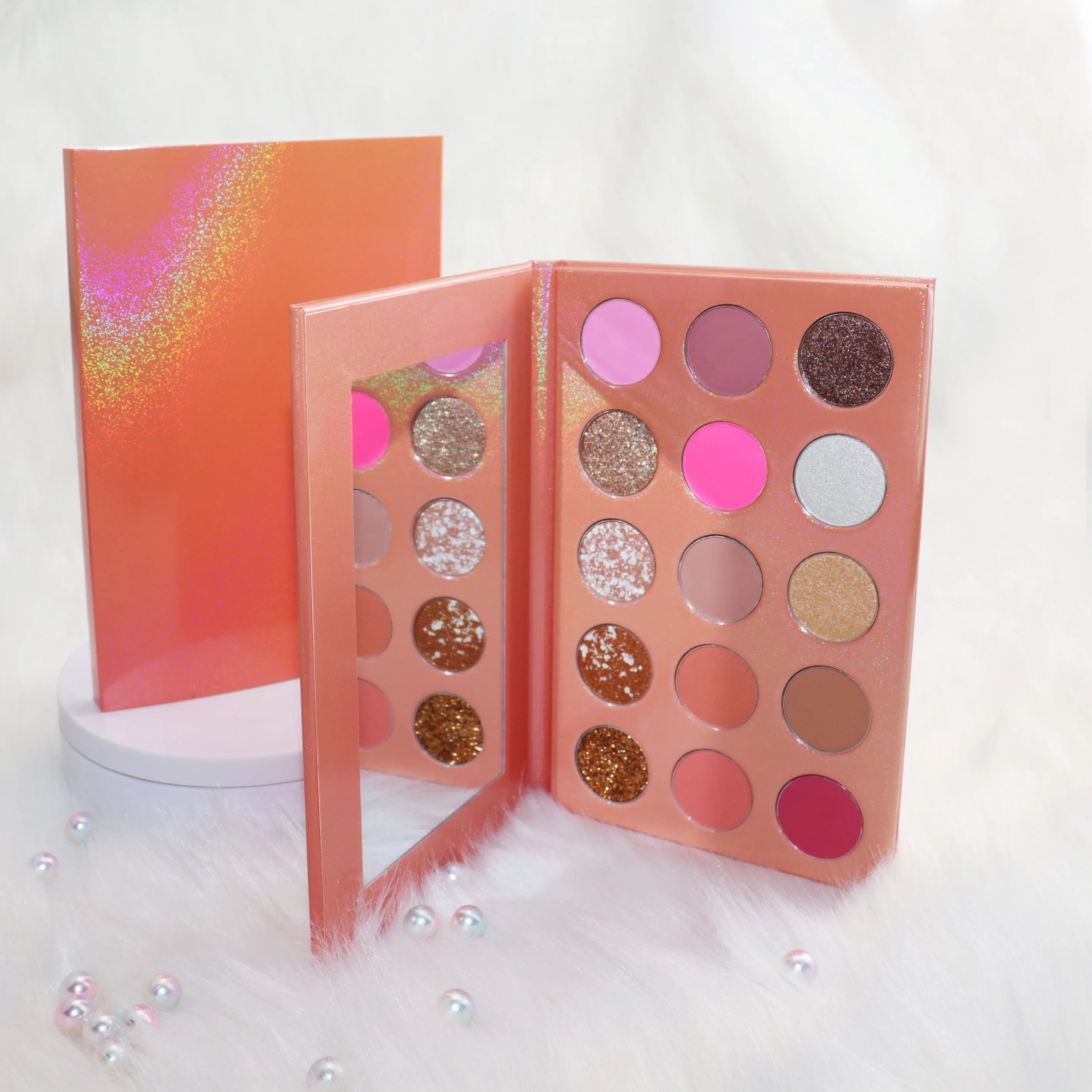 RTS Custom Colorful Mineral Eyeshadow Palette Small Round Waterproof Cruelty-Free Vegan Shimmer Finish Powder for Beauty Makeup