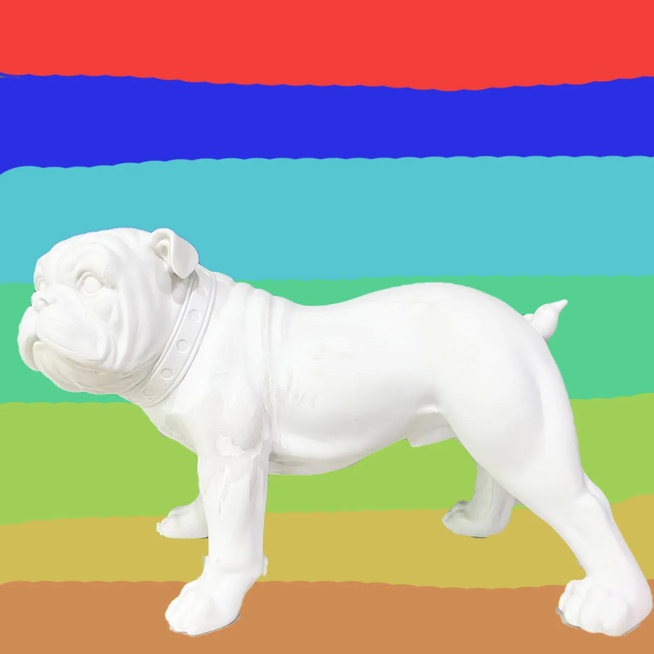 Big Sale Cheap Price Resin Crafts White Bulldog Ornaments DIY Dog Sculpture Animal Statue