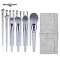 Beauty Planet 14pcs Silver Vegan Synthetic Hair Makeup Brushes Set Wood Custom Eye Makeup Concealer Powder Brush Set With Bag