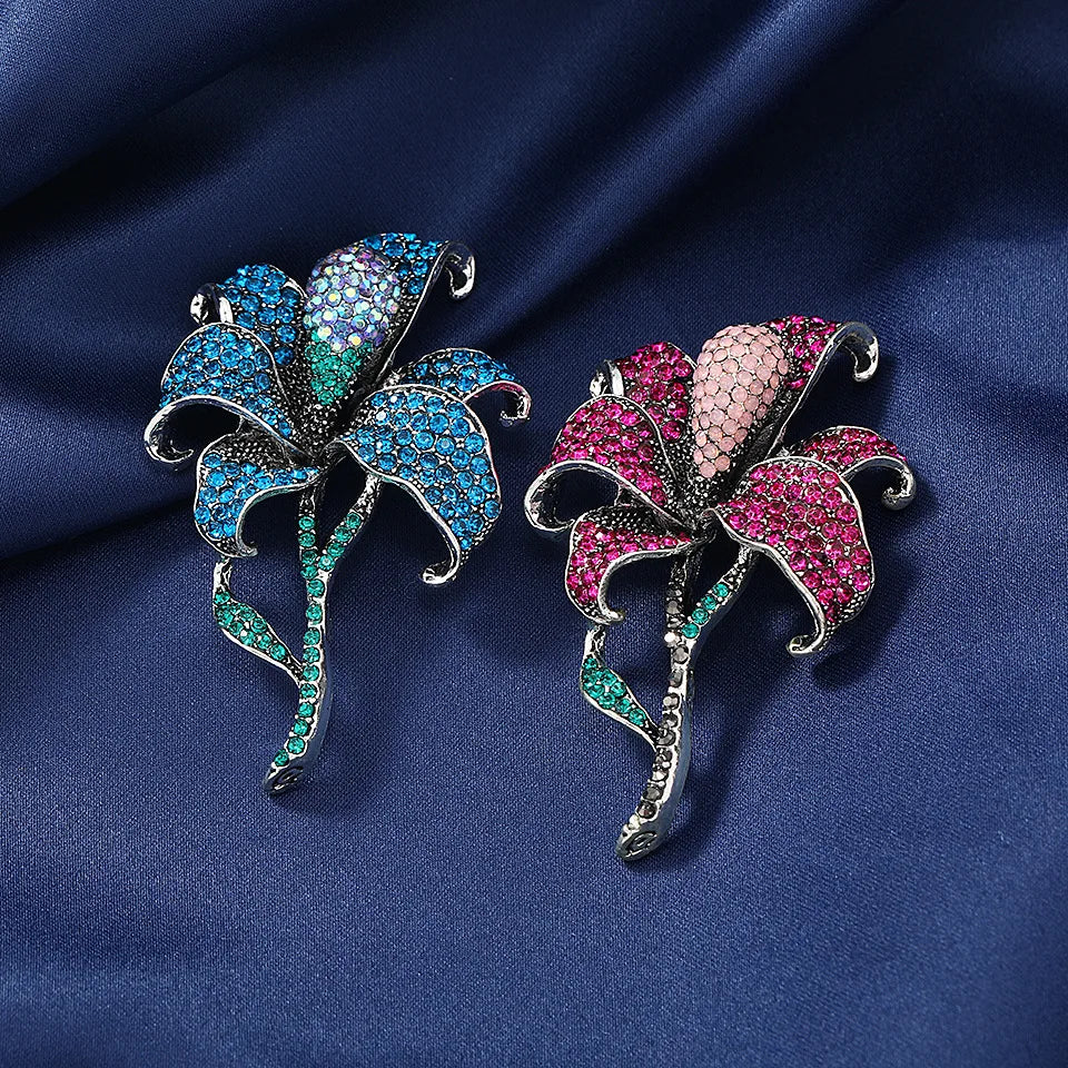 MT012332 Hot Sale Fashion Flower Brooch Women Rhinestones Leaf Brooch Jewelry