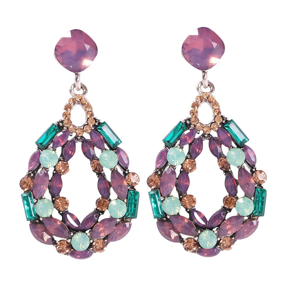 Luxury Crystal Drop Earrings Jewelry New Design Waterdrop Bohemian Long Large Statement Dangle Earrings for Women