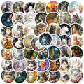 50PCS Round aesthetic vintage cat sealing label