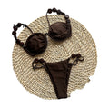 SZJSN-13081 Newly Design Ladies Customized Design Two Piece Swimwear Bikini Solid Color Hard Wire Two Piece Bikini