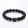 Dragon Phoenix Totem 6mm 8mm Obsidian Beaded Bracelet Buddhist Jewelry Gift for Men Women Couples