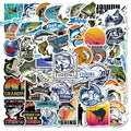 50Pcs Outdoor Fishing Graffiti Stickers Decorative Label for Luggage Laptop Guitar Notebook Skateboard PVC Waterproof Sticker