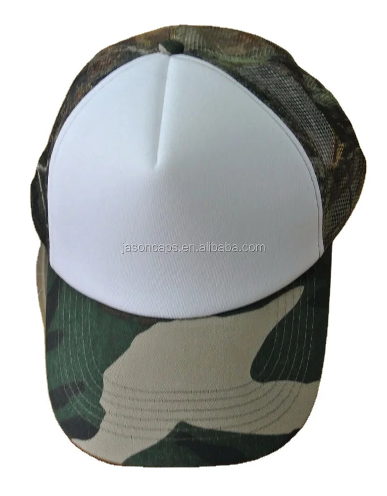 Hot Sale  Camo Design Mesh Foam Trucker Hat Adjustable Polyester Baseball Hat Fashion Hip Hop Hat