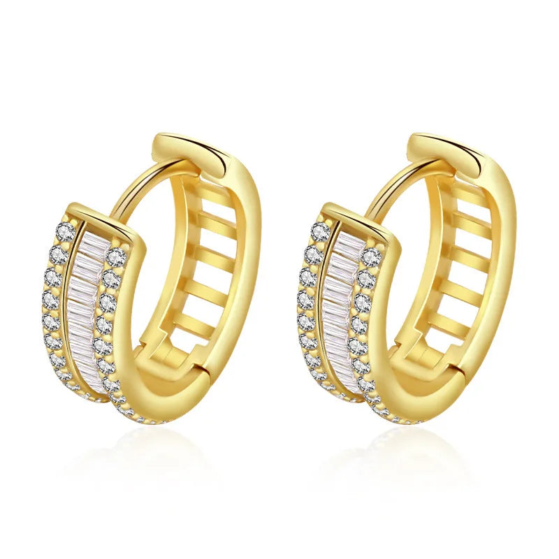 Daidan Hoop Earrings 18K Gold Plated Pave Huggie Zirconia Hoop Gold Plated Jewelry Silver 925 Jewelry Earrings