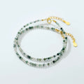 Tiny 2mm Handmade Natural Aquatic Agate 925 Sterling Silver Crystal Beaded Adjustable Bracelet