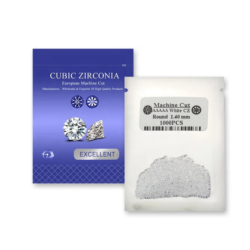 7A Top Quality Wholesale Price CZ White 1.0mm to 3.0mm European Machine Cut  Cubic Zirconia