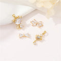 Wholesale Cute 14K Gold Plated Zircon Animal Cat Pendant Bow Key Eye Stone Charm Necklace Bracelet Jewelry Making Accessories