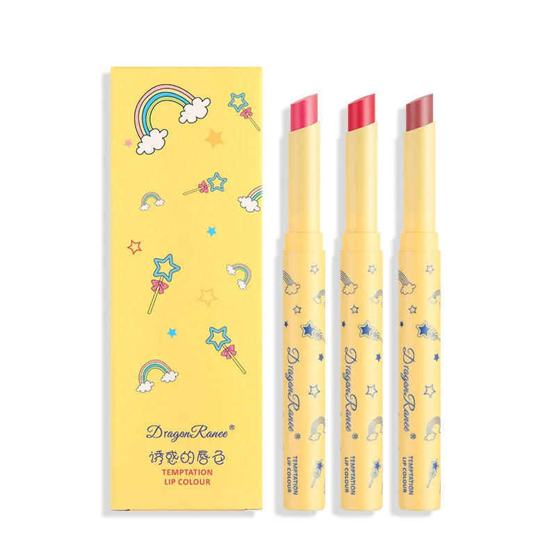 DRAGON RANEE 3 Pcs/set Matte Lipsticks Waterproof Matte Lipstick Lip Sticks Cosmetic Easy to Wear Matte Batom Makeup Cosmetic