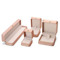 Luxury Fashion Pink PU Leather Jewelry Box Set Jewelry Gift Ring Necklace Box Packaging With Crown Button