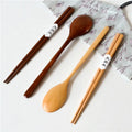OEM Nature Lacquer Reusable Cutlery Utensil Wooden Chopsticks & Spoon Set with Custom Logo