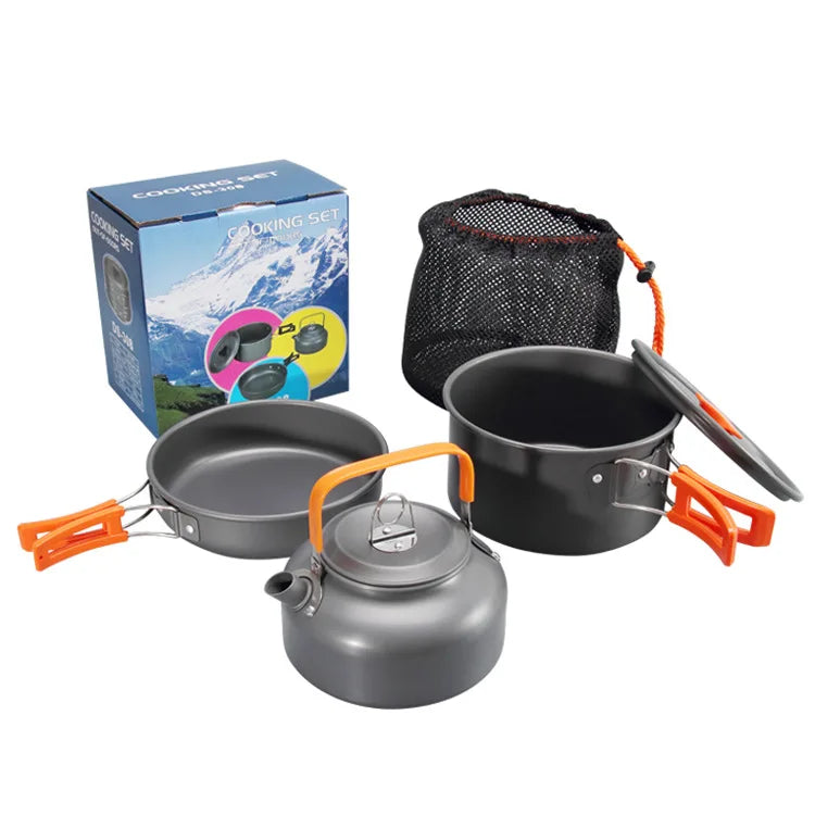 Outdoor Cookware Tableware Hiking Picnic Camping Cooking Pot Pan Fork Spoon Camping Equipment