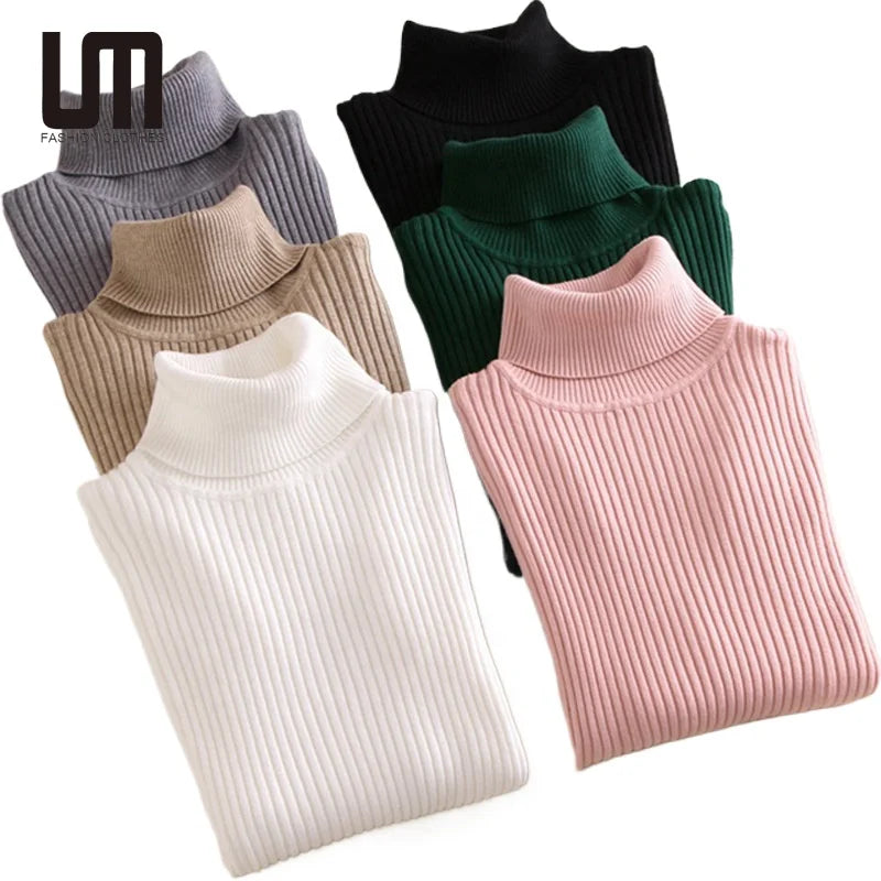 OEM Service Good Quality Women Autumn Winter Knitted Turtleneck Long Sleeve Soft Ladies Tops Sweaters