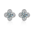 New Trendy Accessories Elegant Women's Sterling Silver Moissanite Earrings New Four-Leaf Clover Design