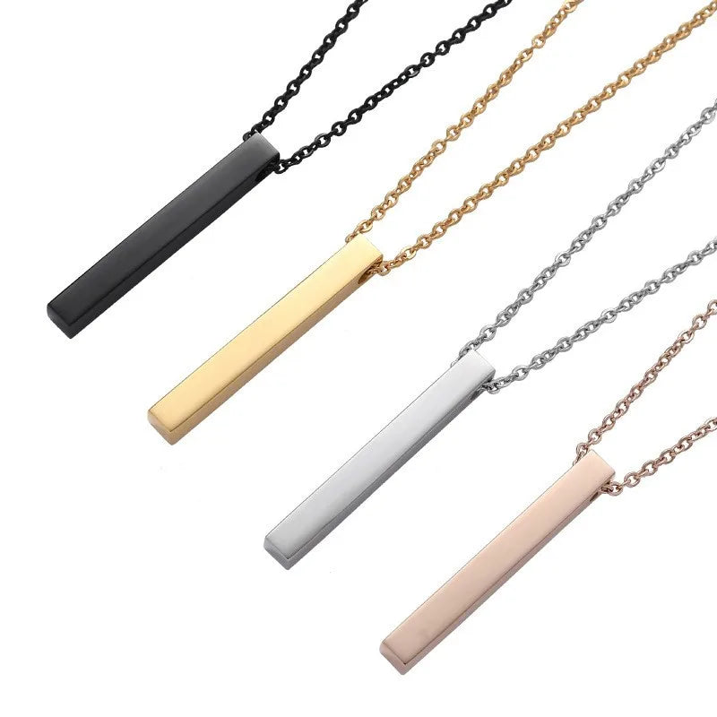 Simple Rectangular Pendant Titanium Steel Necklace Can Be Customized Printed Choker Accessories