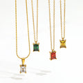 Fenny Wholesale 18K PVD Plated Tarnish Free Dainty Colorful Cindy Emerald Zirconia Pendant Stainless Steel Necklace for Women