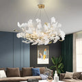 Acrylic Chandelier Living Room Villa Creative Atmosphere High-end Main Light Dining Table Gingko Leaf Ceramic Bedroom Light