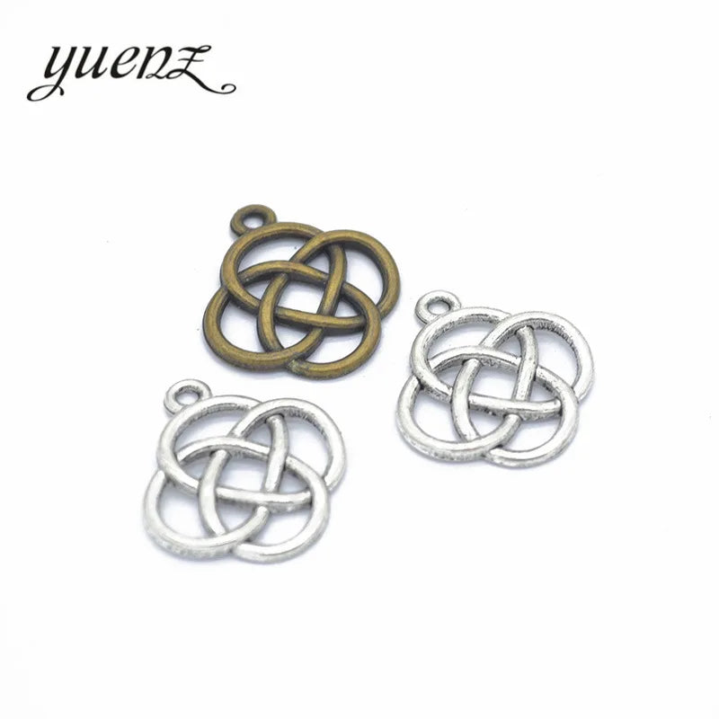 YuenZ 2 Color Antique Silver Color Chinese Knot Charms Fit for Bracelet Necklace DIY Metal Jewelry Making 22*20mm B120