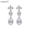 LUOTEEMI Copper Dangle Party Woman Girl Accessory Earing 5A Cz Trending Dangling Wedding Bridal Earrings