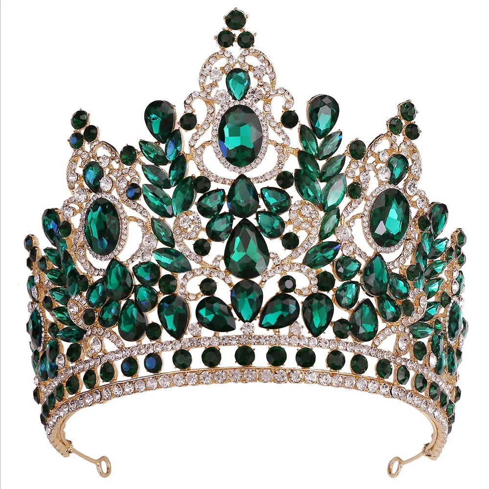 Fashion Cheaper Pageant Tiara and Crowns Green Blue Big and Large Beauty Pageant Crowns