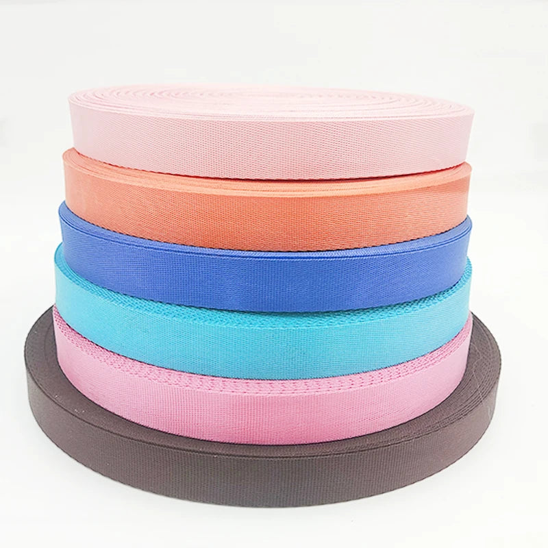 High Safety Eco-Friendly Waterproof 20mm 25mm Width Thick Solid Colors 100% Polyester Webbing Tape on Roll for Chairs Seat Belt
