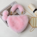 Women's Heart Purse Handbags Crossbody Plush Purses Lady Shoulder Bag Purses Fuzzy Handbags