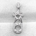 Sterling Silver 5mm+6mm+7mm Semi Mount Pendant Empty Frame Blank Support Setting S925 Base Without Center Stone for DIY Inlay