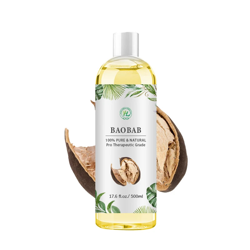 HL- Wild Organic Baobab Oil Supplier500ML Body Oil Bulk Cold Pressed Baobab Seed Oil Carrier Oil 100% Pure for Massage Therapy