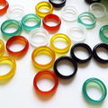 Natural White Agate Crystal Ring Genuine Dyed Carnelian Green Yellow Black Agate Gemstone Stone Rings for Unisex Jewelry
