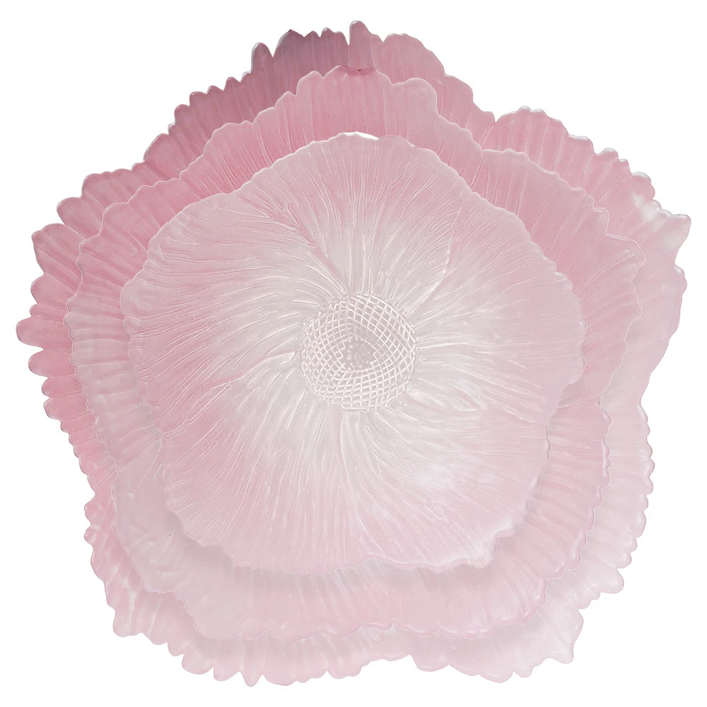 Wholesale Eco-Friendly Petal Shape Decorative Glass Bowl Enamel Technique for Wedding Party Kitchen Salad Dessert
